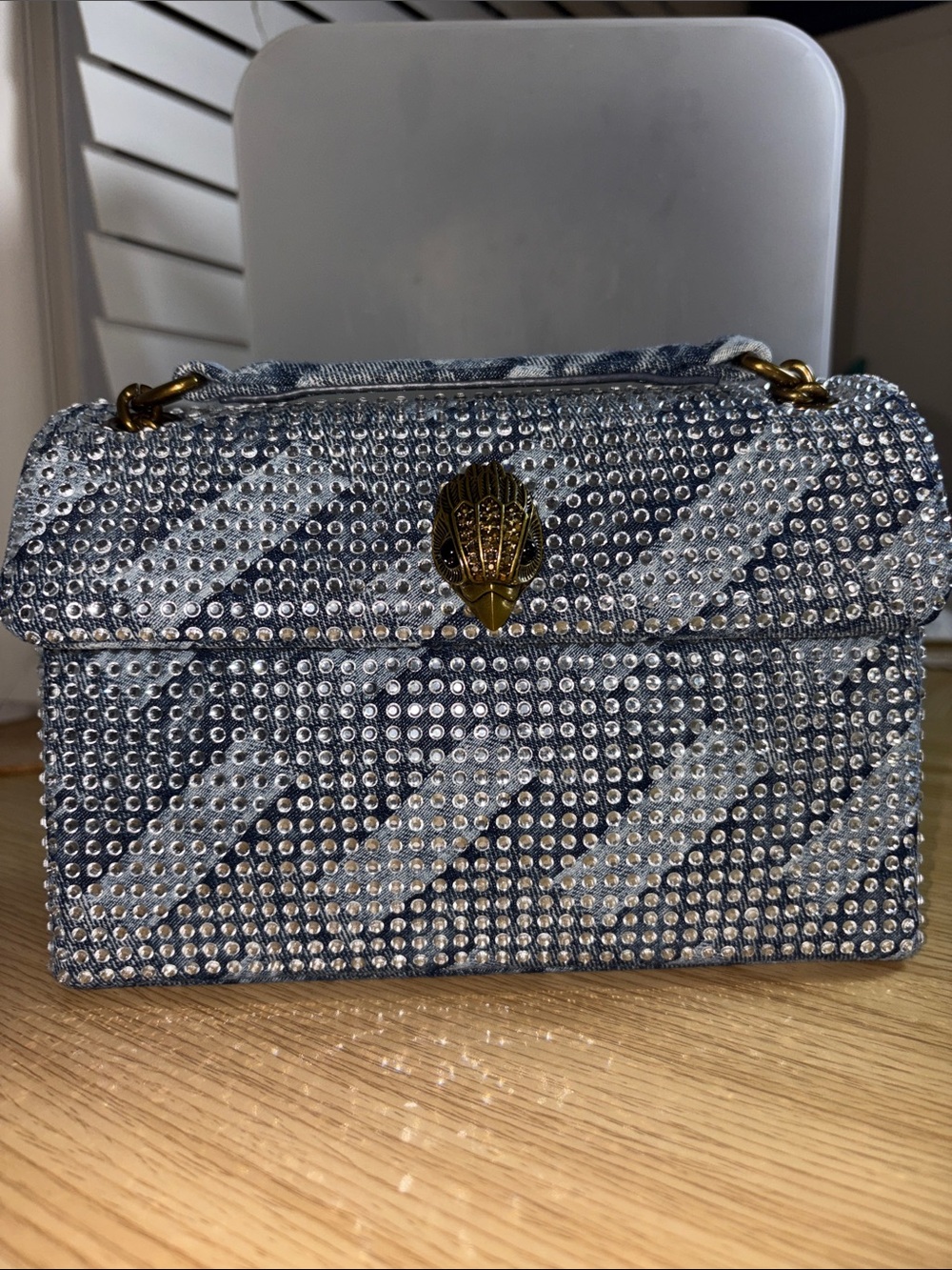 Kurt Geiger Medium Kensington Denim with Crystals NWT